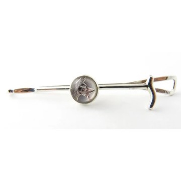 Vintage Sterling Silver Reverse Intaglio German Shepherd Tie Clip #3831 - Picture 6 of 6